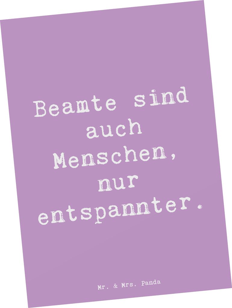 Mr. & Mrs. Panda Postkarte Spruch Beamtin Entspannt - Lavendeltraum - Geschenk, Berufsliebe, Beruf, Jubiläum, Ansichtskarte, Organisation, Berufsa...