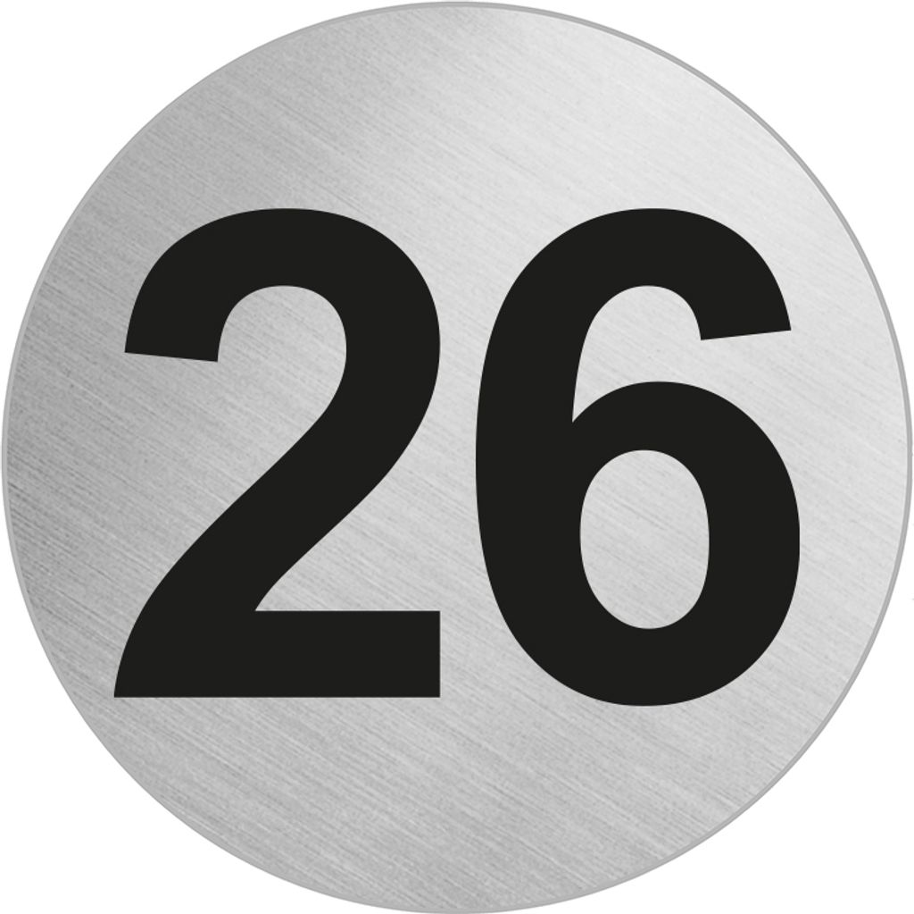 Türnummer Zimmernummer aus Edelstahl "26" Ø 60 mm Produktbild 