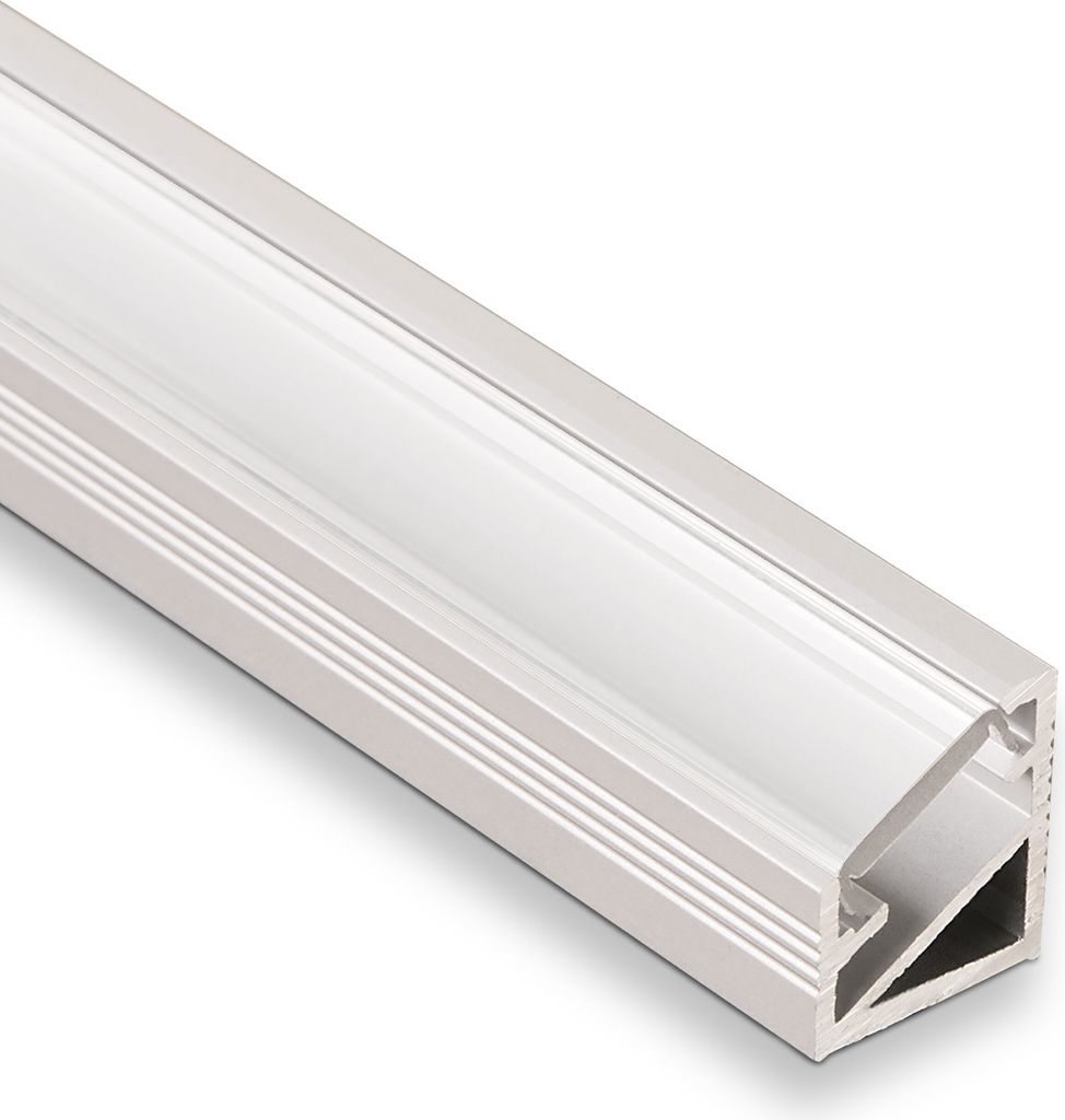 5 Stück LED Profil-66 Eckprofil Alu eloxiert mit opaler Abdeckung 2000 x 14,5 x 16,5 mm von SOTECH