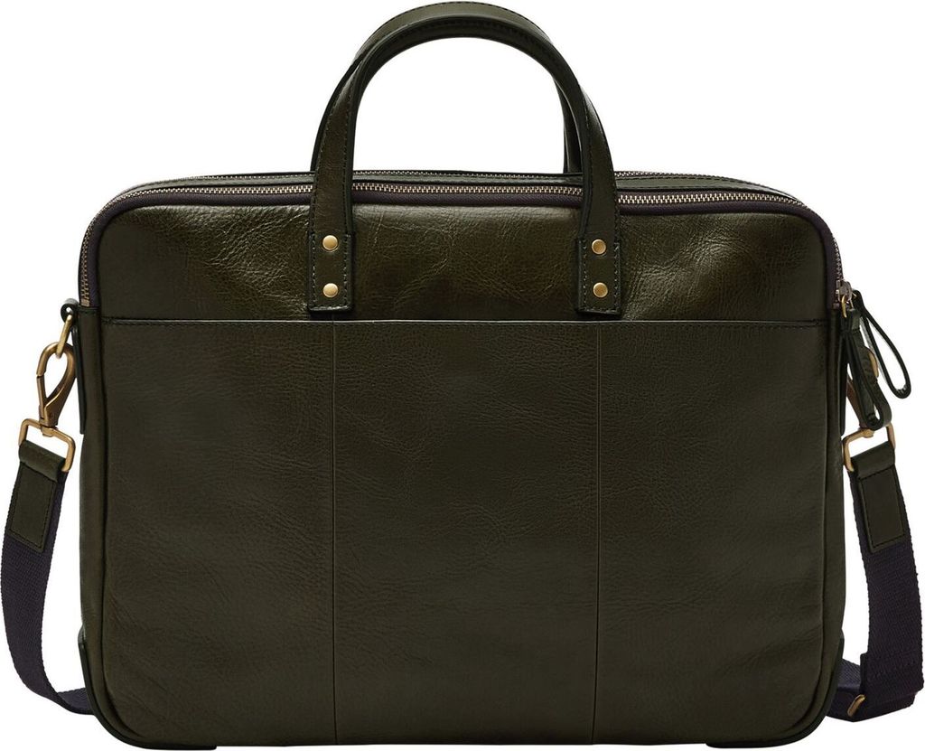 FOSSIL Henkeltasche Laptoptasche mit Laptopfach Haskell Double Briefbag Dark Loden khaki