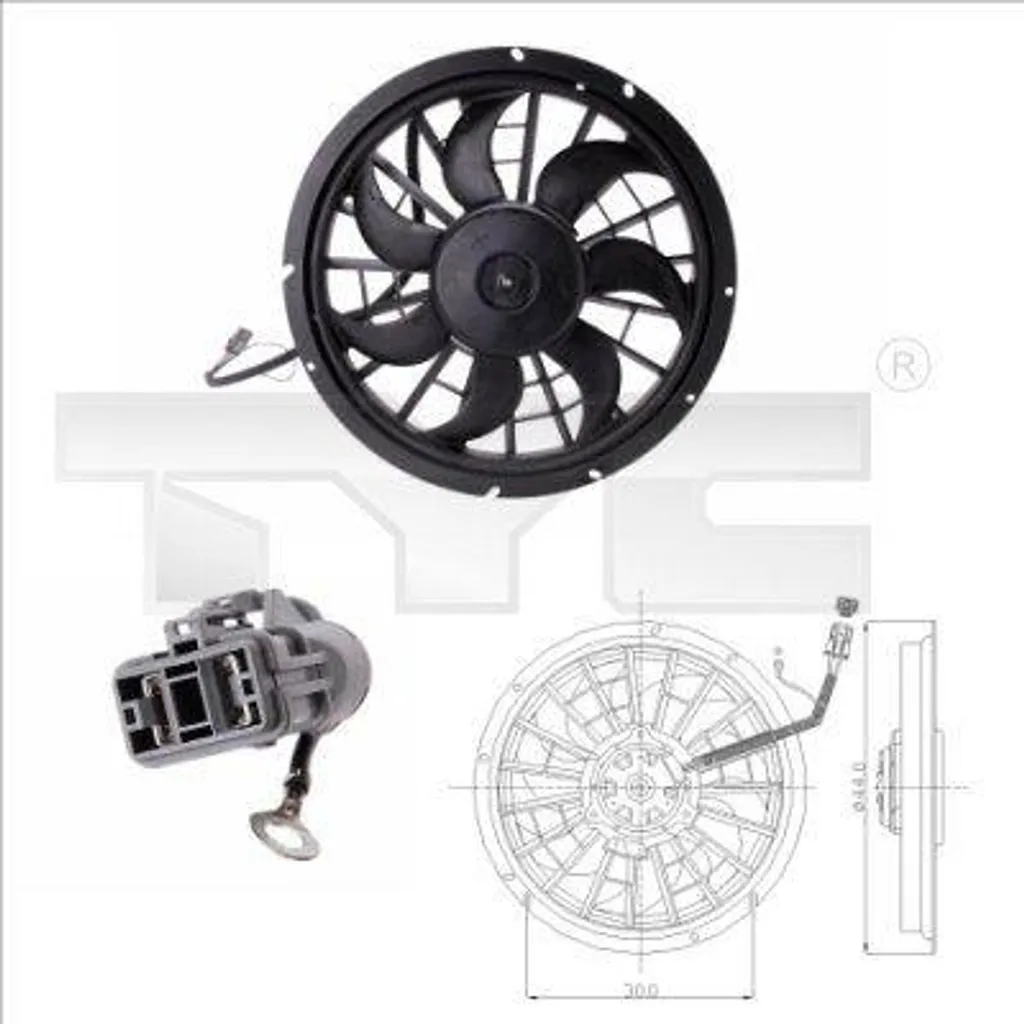 Ventilateur de radiateur TYC 838-0001 pour Volvo 940 OE 91428805
