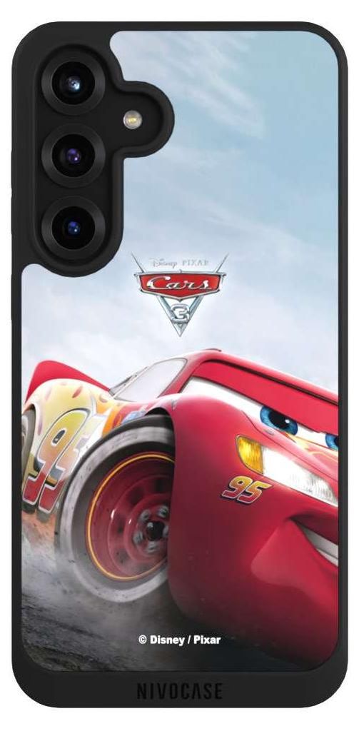 NIVOCASE Handyhülle für Samsung Galaxy S25+ Hülle NIVOpure Case Schwarz Cars Lightning Mcqueen 95 Offizielles Lizenzprodukt