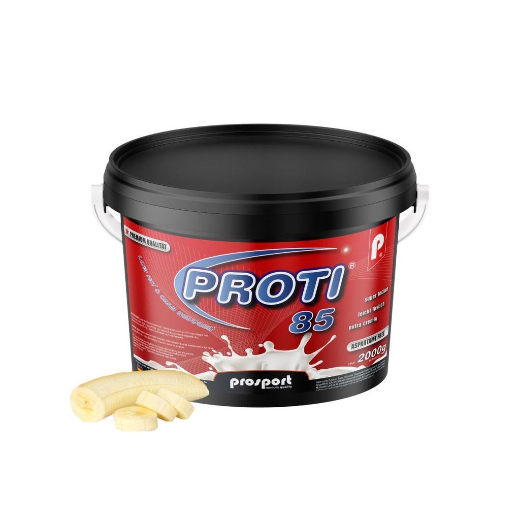 Prosport Proti 85 – Banane 2000g - Mehrkomponenten-Protein mit Whey, Casein & Eialbumin – 10 Vitamine, BCAAs & EAAs – Eiweißshake, extra c...