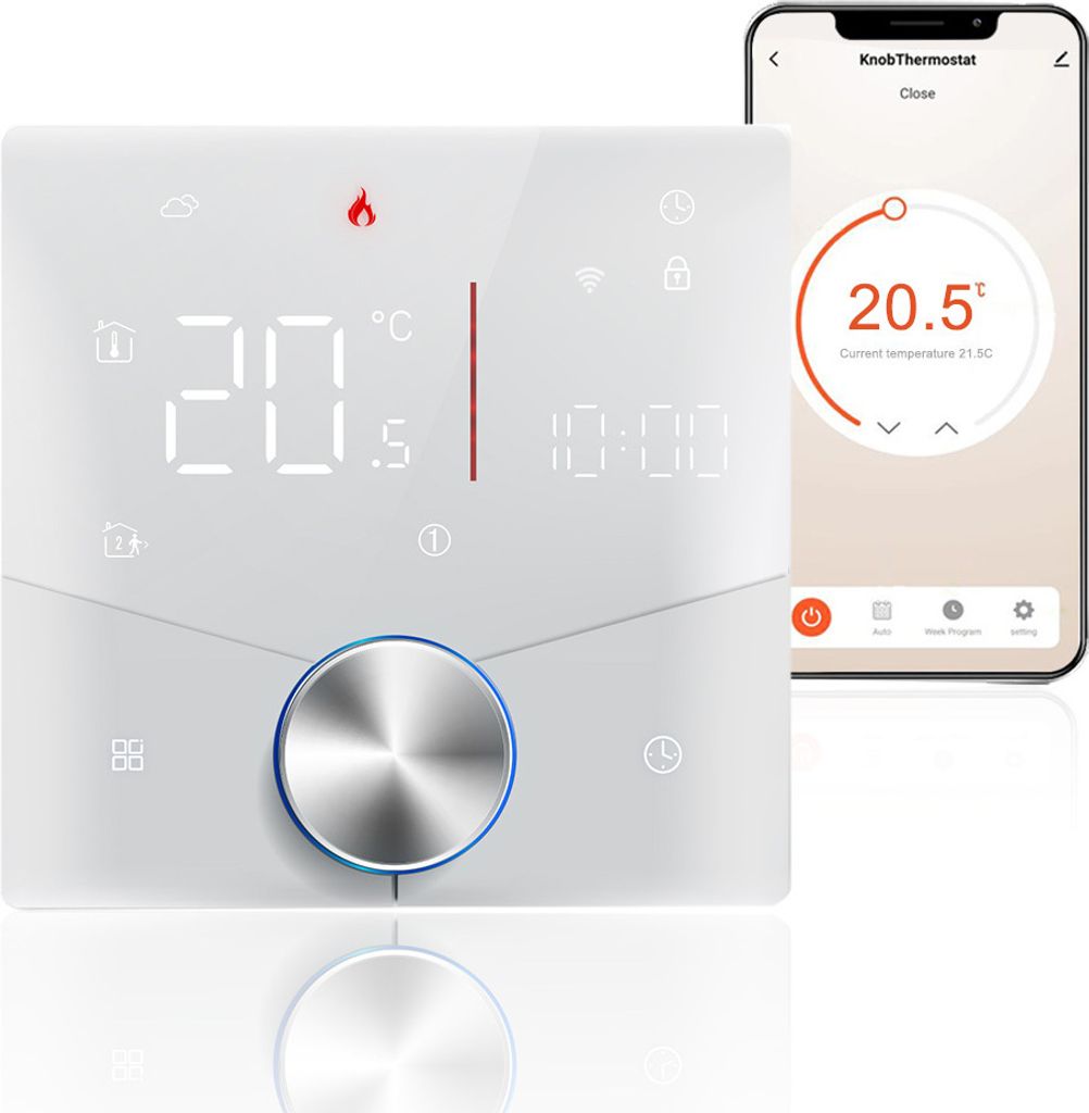 Smart Tuya WiFi Thermostat Sprachsteuerung Digitaler woechentlich programmierbarer Temperaturregler Digitaler Smart-Knopf-Thermostat mit dimmbarer ...