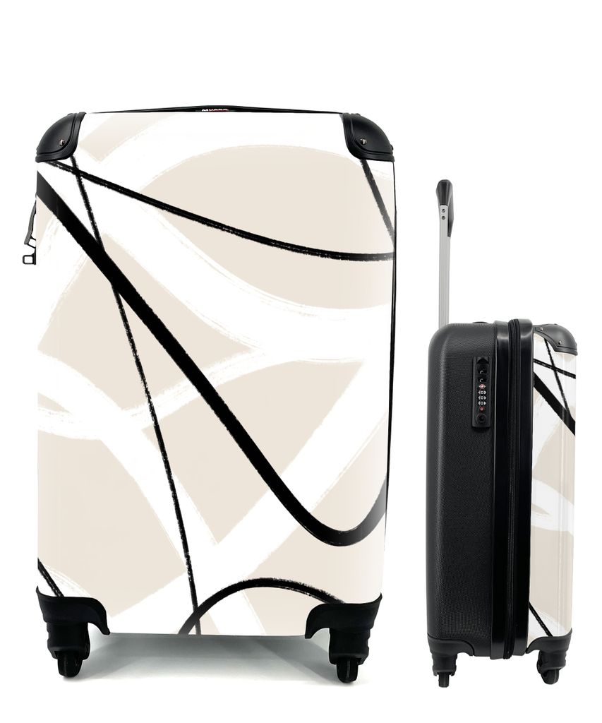 MuchoWow Koffer Handgepäck Trolley Rollkoffer Kleine Reisekoffer mit 4 Rollen - Linie - Abstrakt - Minimalismus - Pastell - Cabin Size < 55x40x2...