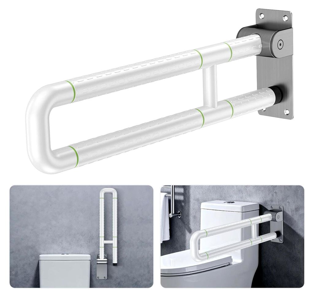 Behinderten WC Haltegriff 60 cm, klappbarer Haltegriff für Senioren, Belastbarkeit 150 kg (330 lb), aufstehhilfe mit Nachtlicht
