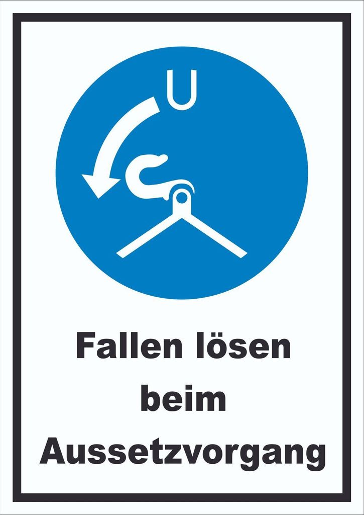 Fallen lösen beim Aussetzvorgang Schild A5 Rückseite selbstklebend