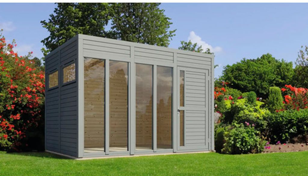 Gartenhaus Bertilo Cubo 3 Office inkl. Fußboden 336 x 240 cm hellgrau