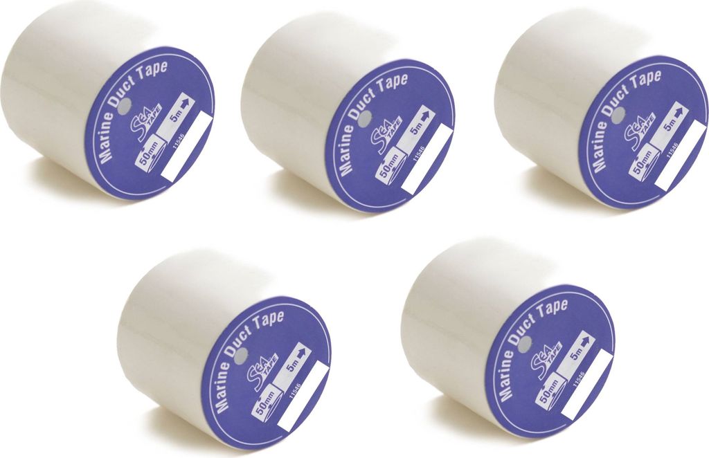 5x Marine Gewebeband, weiß, 50 mm x 5 m, selbstklebend