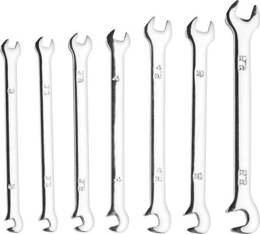 Kit de 7 clés à molette ultra-compactes 3-5,5mm en chrome vanadium robuste