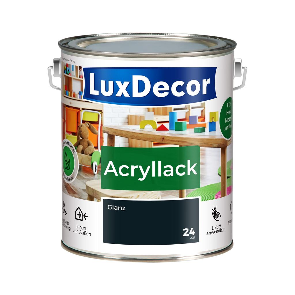 Acryllack 2,2L Glanz Holzlack (24) Gehärteter Stahl Spielzeug Metall Möbel Lack