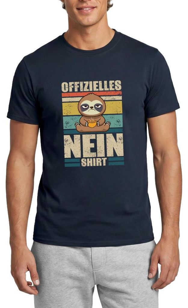 Spreadshirt Offizielles Nein Shirt | Faultier Humor Männer T-Shirt, 4XL, Navy