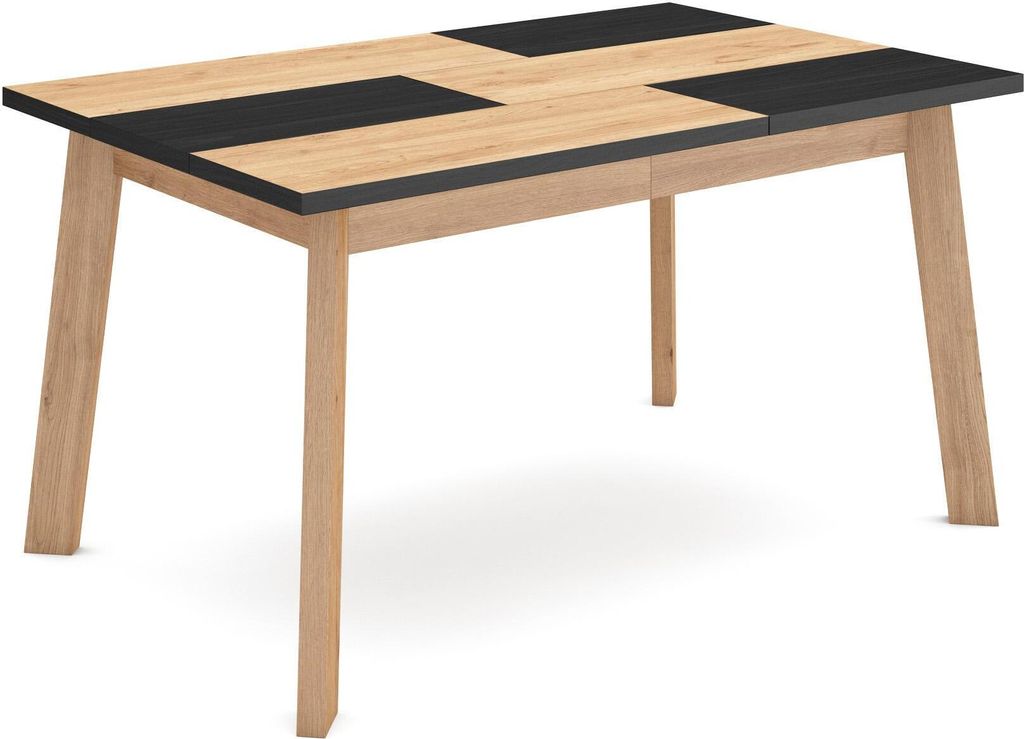 Esszimmertisch, 140x90x75cm, Für 6 Gäste, Hölzerne Beine, Eiche Schwarz