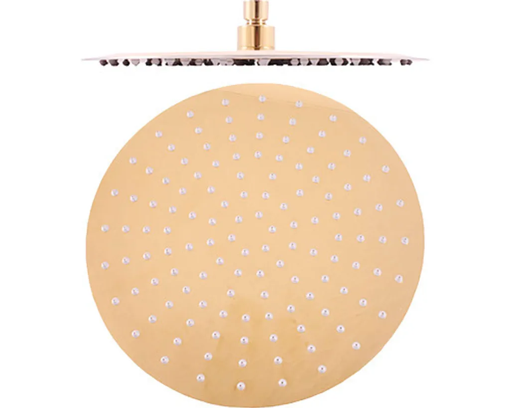Douche de tête carrée dorée 30x30 cm : stop au calcaire et à la rouille
