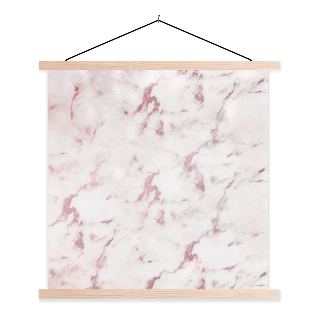 MuchoWow Textilposter Marmor - Rose - Schick - Design 60x60 cm mit holzfarbenen Rahmen - Wanddekoration