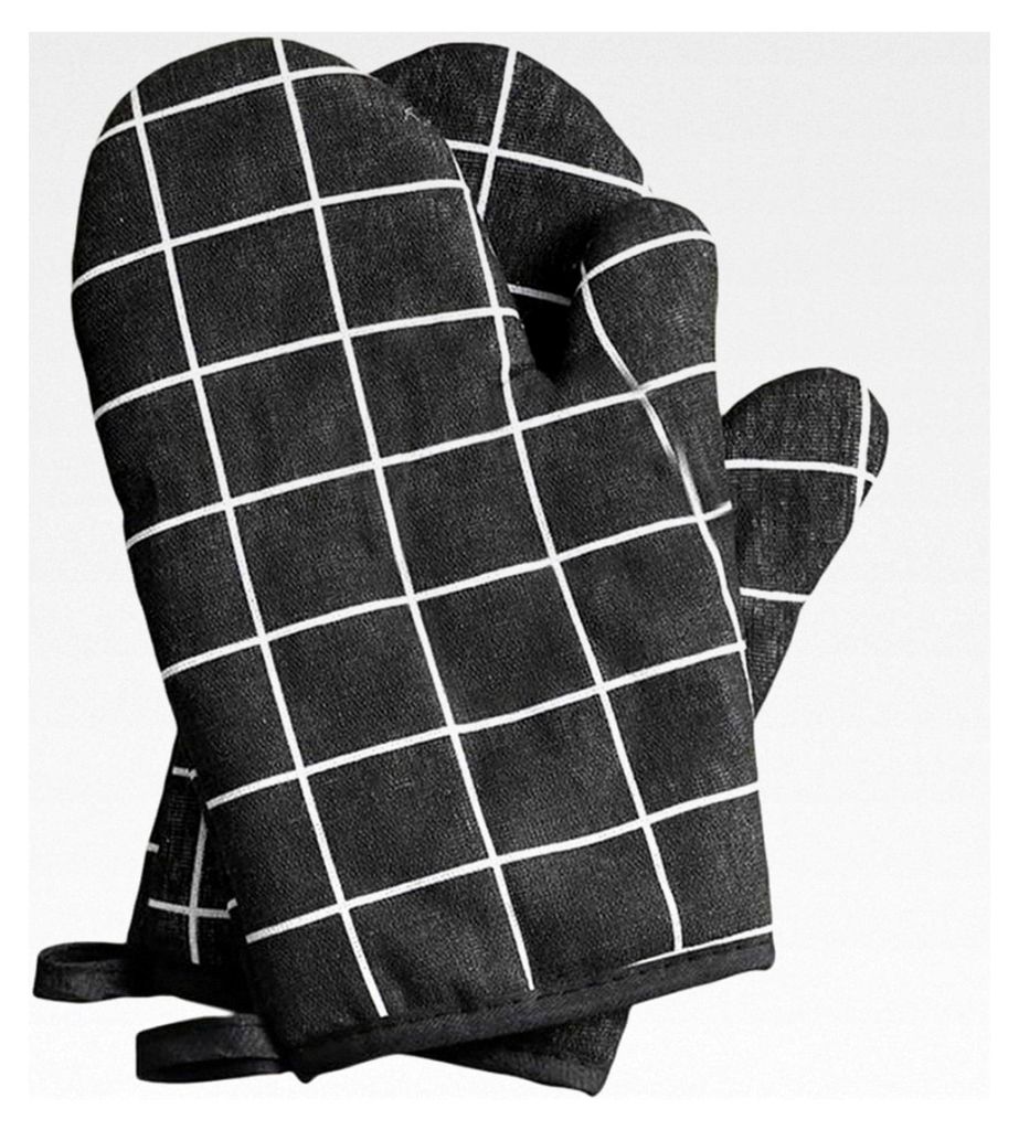 Hitzebeständige Topfhandschuhe, 1 Paar Ofenhandschuhe, Baumwolle Anti-Rutsch Küche Backofen Handschuhe (Schwarz)