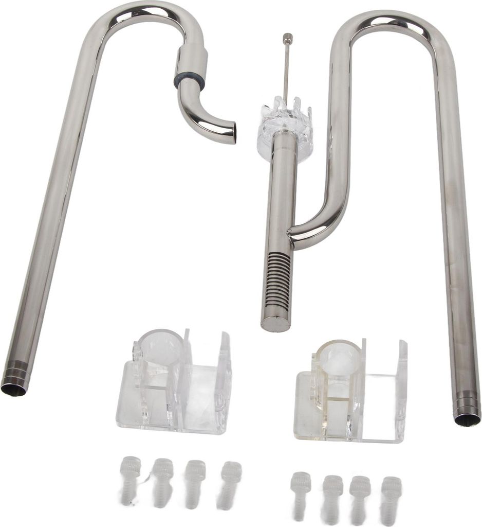 Zu- und Abflussrohr-Set aus Edelstahl, wasserregulierender Lily-Oberflächenskimmer aus Metall mit 2 Acrylhaltern, 16 mm