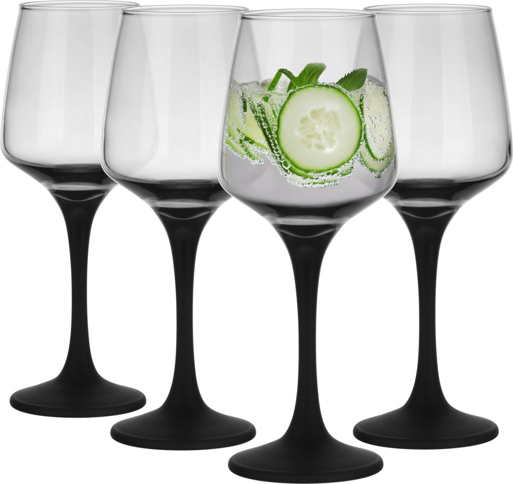 GLASMARK schwarze transparent Weinglas 4-Set 360 ml Große (max. 400ml) 4 Stück Rotweingläser Weinkelch Weinglas VINO auf Fuß - Hochwertige Qu...