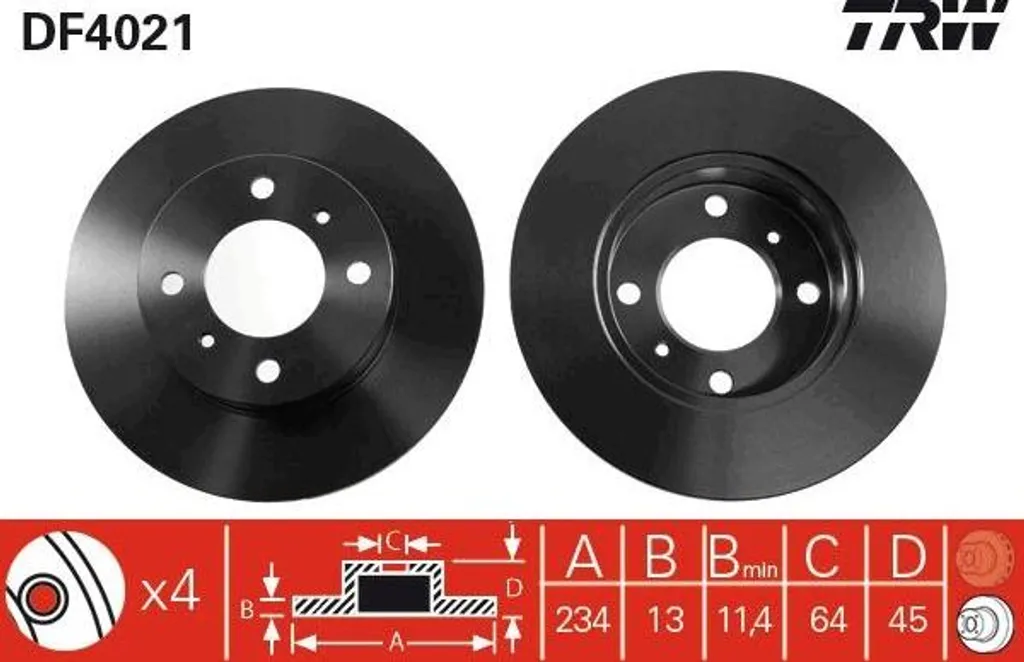 Disque de frein TRW DF4021 pour entretien et sécurité Mitsubishi