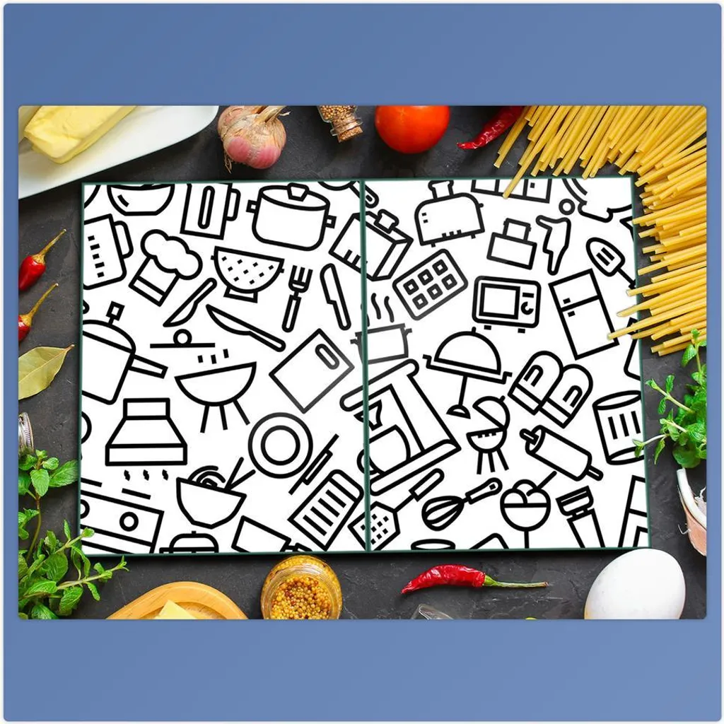Piastra Copertura Per Piano Cottura In Vetro 2 Pezzi - 40x52 Cm - Bianco, Antigraffio E Multiuso