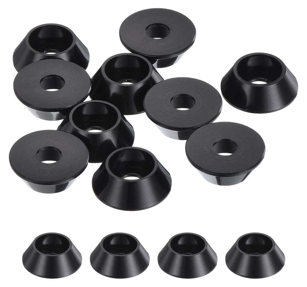 Satz mit 10 M3-Kegelringen, eloxierten Aluminiumdichtungen, versenkten Ringen für RC/FPV/PC/Drohnen/mechanische Zubehörteile (schwarz)