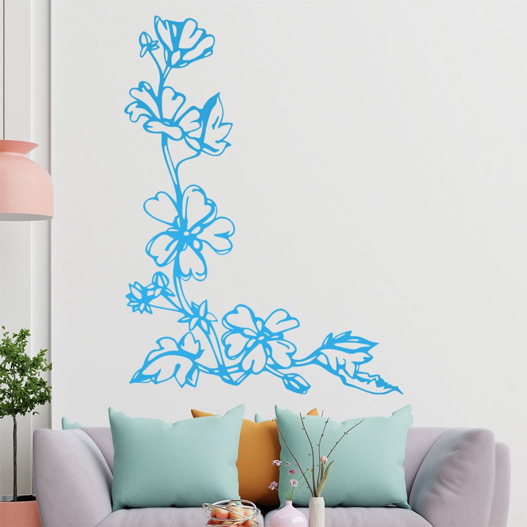 Blumen - Ranken Wandtattoo in 6 Größen - Wandaufkleber Wall Sticker - Dekoration, Küche, Wohnzimmer, Schlafzimmer, Badezimmer