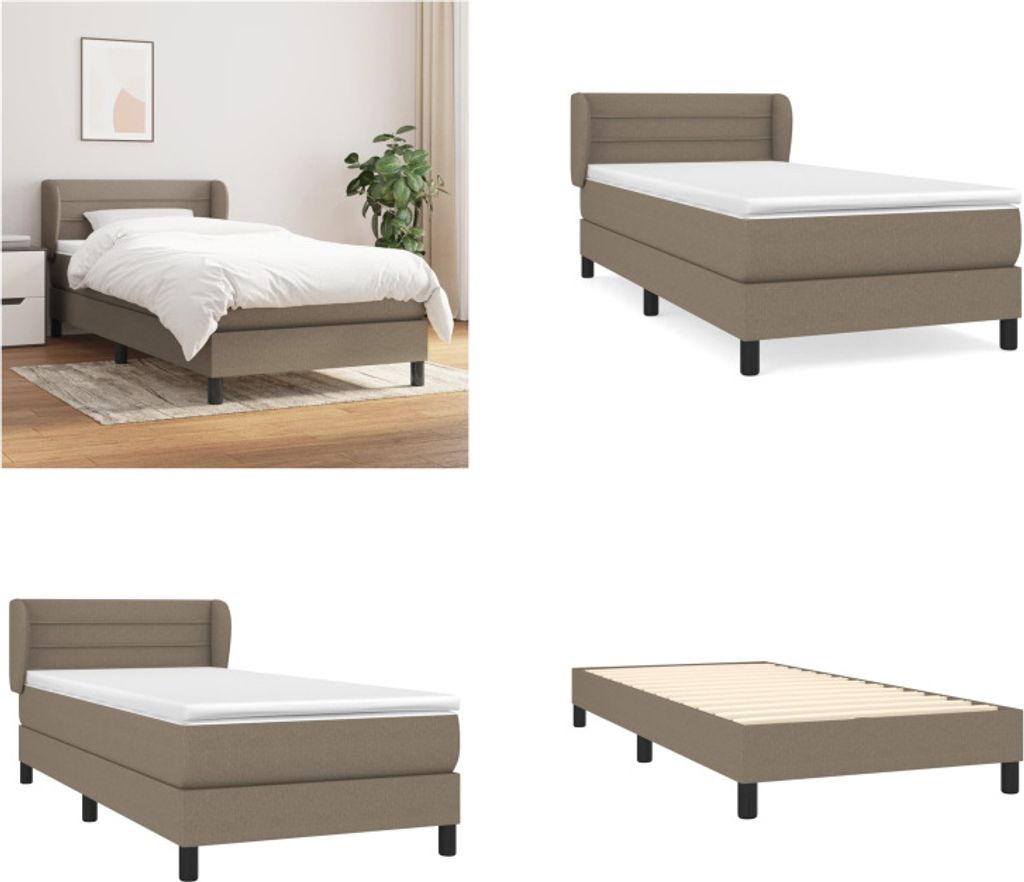 vidaXL Boxspringbett mit Matratze Taupe 90x190 cm Stoff - Boxspringbett - Boxspringbetten - Bett - Schlafzimmermöbel