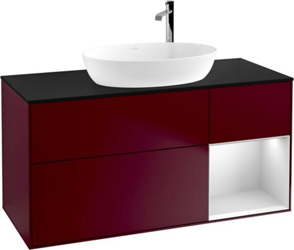 V&B Waschtischunterschrank Wandbeleuchtung Finion 120cm, Pl bla m, Reg wh. m Lac, Peo m
