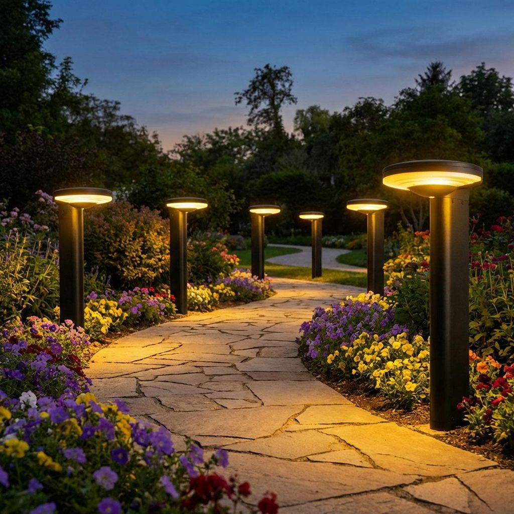 6er-Set Premium Solar Säulen-Wegeleuchte aus Aluminium in Schwarz, 300lm helle SMD-LEDs, Dämmerungssensor & 2 Leuchtmodi, wetterfeste Gartenlampe...