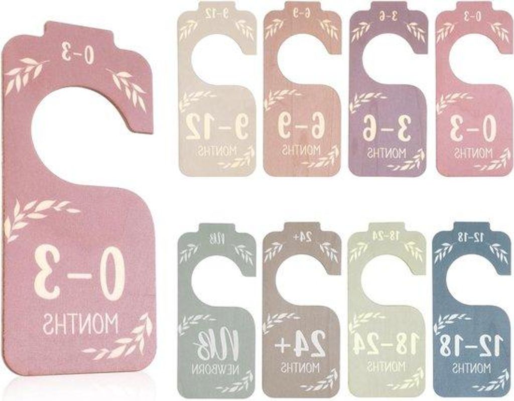 Baby Kleiderständer Holz Organizer - Set aus 8 Teilen, 50-92 cm, Holz, Sortierkasten
