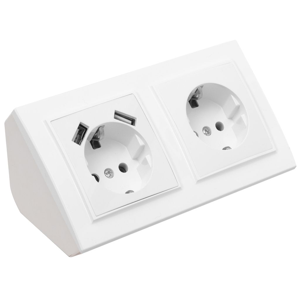 Ecksteckdose Steckdose und Steckdose mit USB Produktbild 