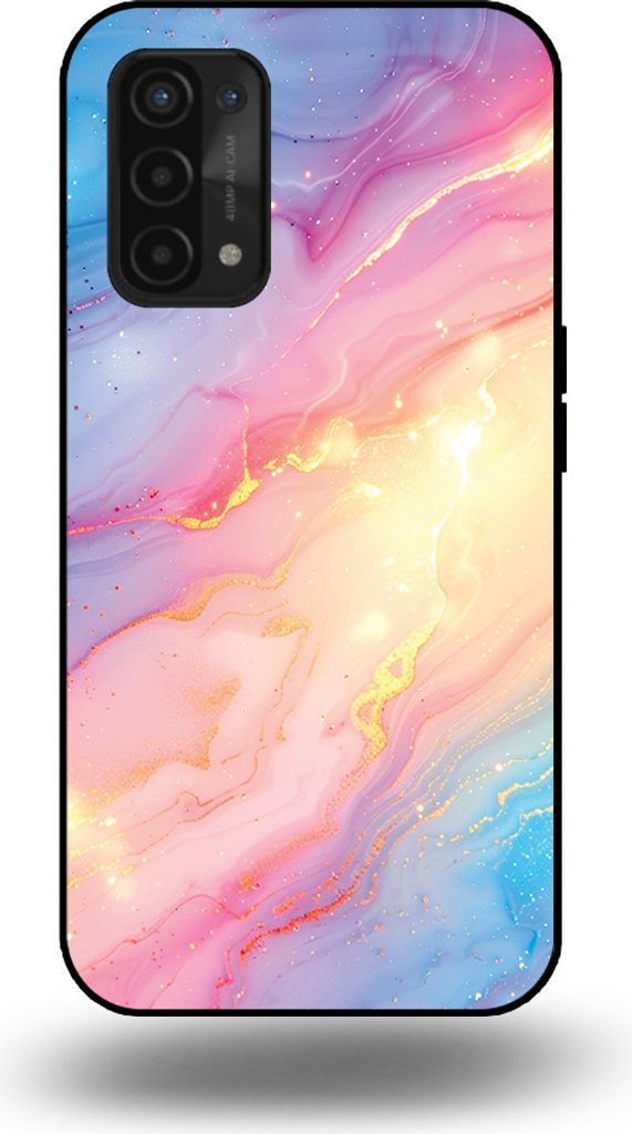 Smartphonica Handytasche geeignet für OPPO A54 5G / A74 5G / A93 5G mit Regenbogen Glitzer Marmor Print - TPU Backcover Case Regenbogen Glitzer Ma...