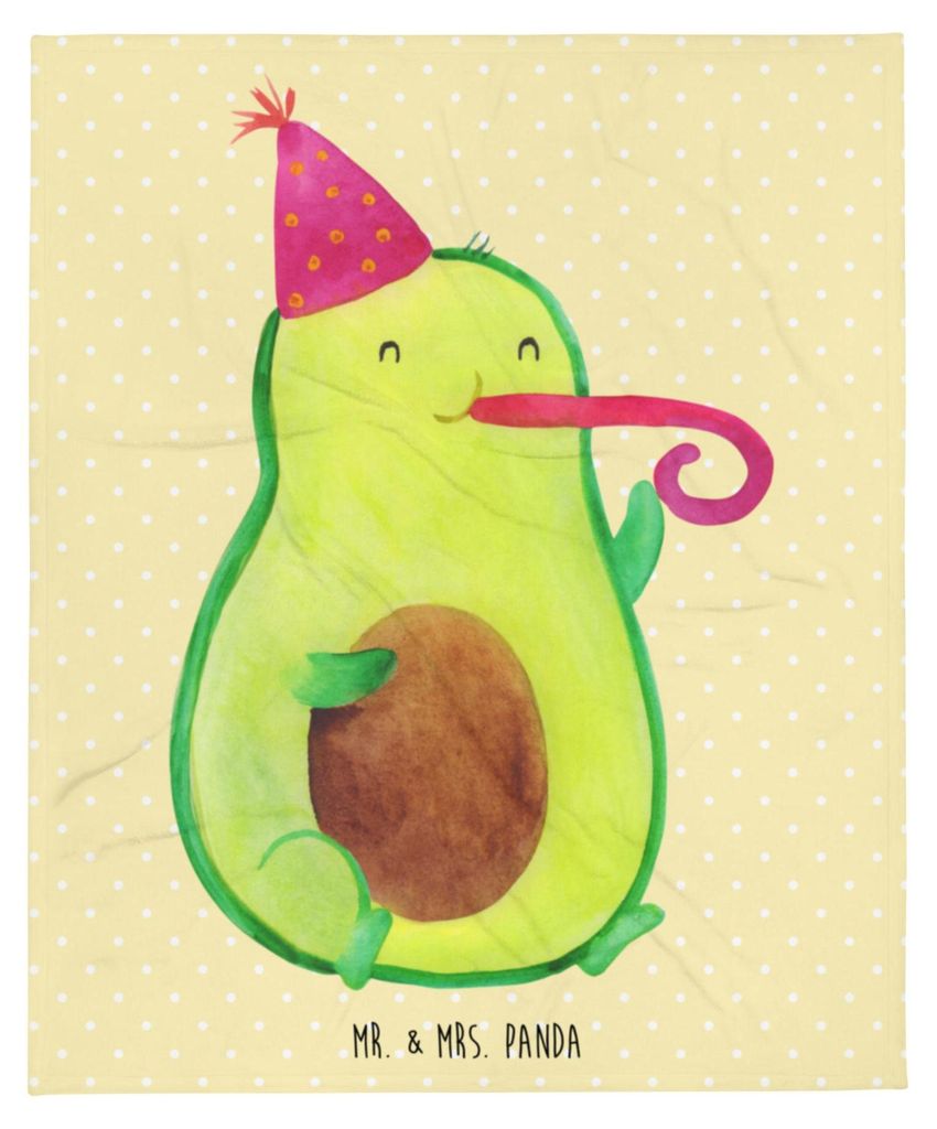 Mr. & Mrs. Panda Plaid Avocado Feier - Gelb Pastell - Geschenk, Bettdecke, Tagesdecke, Decke, Party, Tröte, Kuscheldecke, Gute Laune, Geburtstag, ...