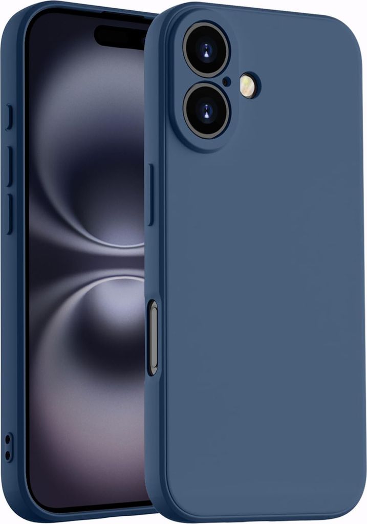 Hülle für iPhone 16 Plus Slim Liquid Silikon Gel Gummi Stoßfest Schutzhülle Dunkelblau