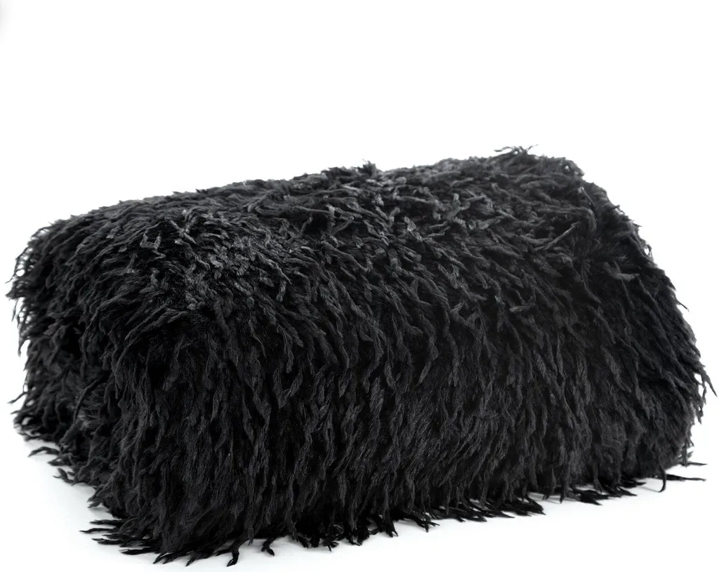 Plaid noir 130x170 ADORE - Couverture douce pour salon et chambre