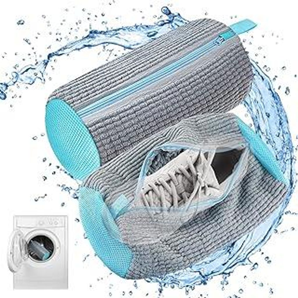2 Stück Schuhwaschbeutel Waschmaschine,CNMTCCO Wiederverwendbar Reißverschluss Plüsch Schuhwaschbeutel,Laundry Shoe Bag, Multi Schutz Schuhwasch...