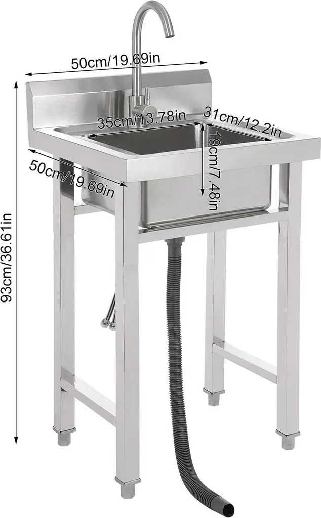 Évier simple indépendant en inox brossé 35x31 cm avec robinet 360° - 4