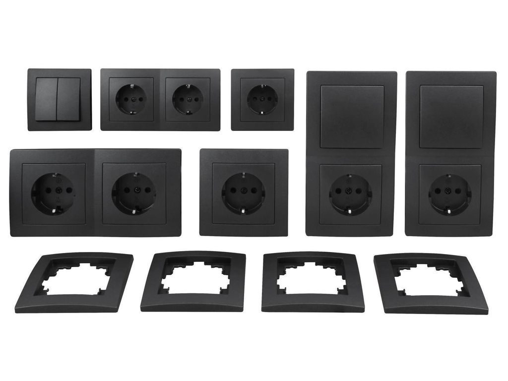 Schalter und Steckdosen Set McPower Flair ''Standard Plus'' 21-teilig, anthrazit