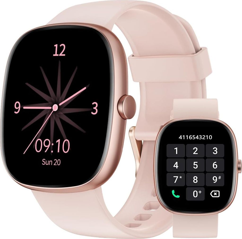 HUAKUA Smartwatch Women Men 1.85 Inch Fitness Watch mit Bluetooth Calls Herzfrequenz SpO2 Schlafmonitor 100 Sportmodi Fitness Tracker IP68