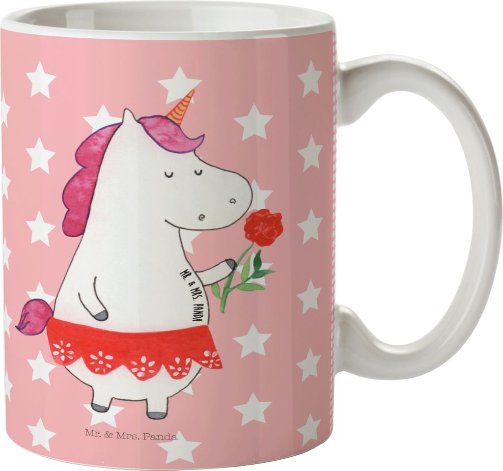Mr. & Mrs. Panda Plastikbecher Einhorn Dame - Rot Pastell - Geschenk, Bachelor, Unicorn, Schulkind Tasse, Trennung, Pott, Frau, Trinklernbecher, Ha...