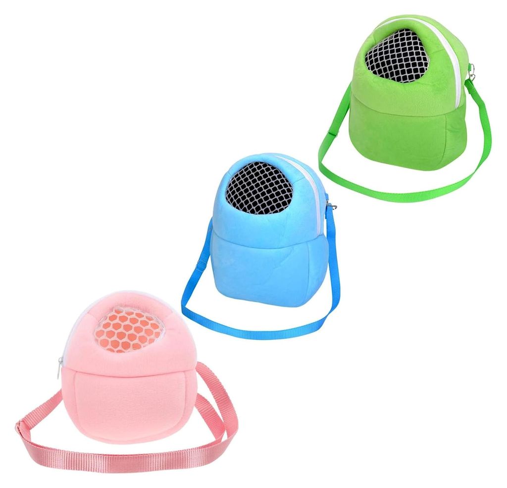 3 Stück Hamster Rucksack Atmungsaktive Kleintier Tragetasche aus Belüftetem Material mit Sichtfenster und Schultergurt für Kaninchen und Eichhö...