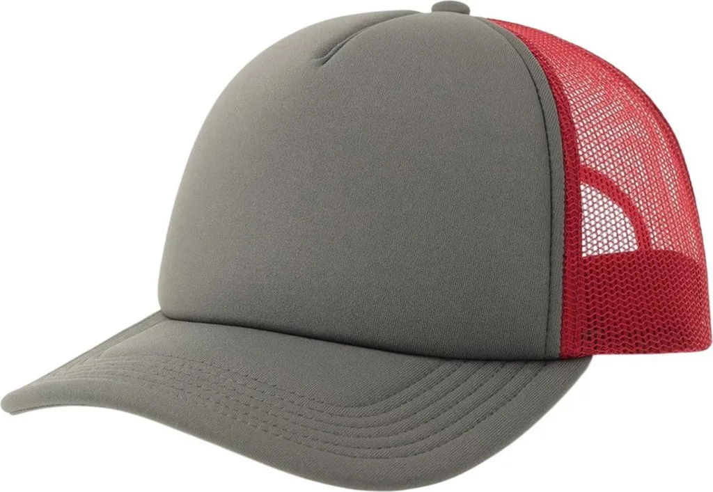 Atlantis - Cappellino da camionista "Rapper-S" per uomo/donna unisex, visiera centrale, materiale riciclato AB738 (taglia unica) (grigio scuro/rosso bordeaux)
