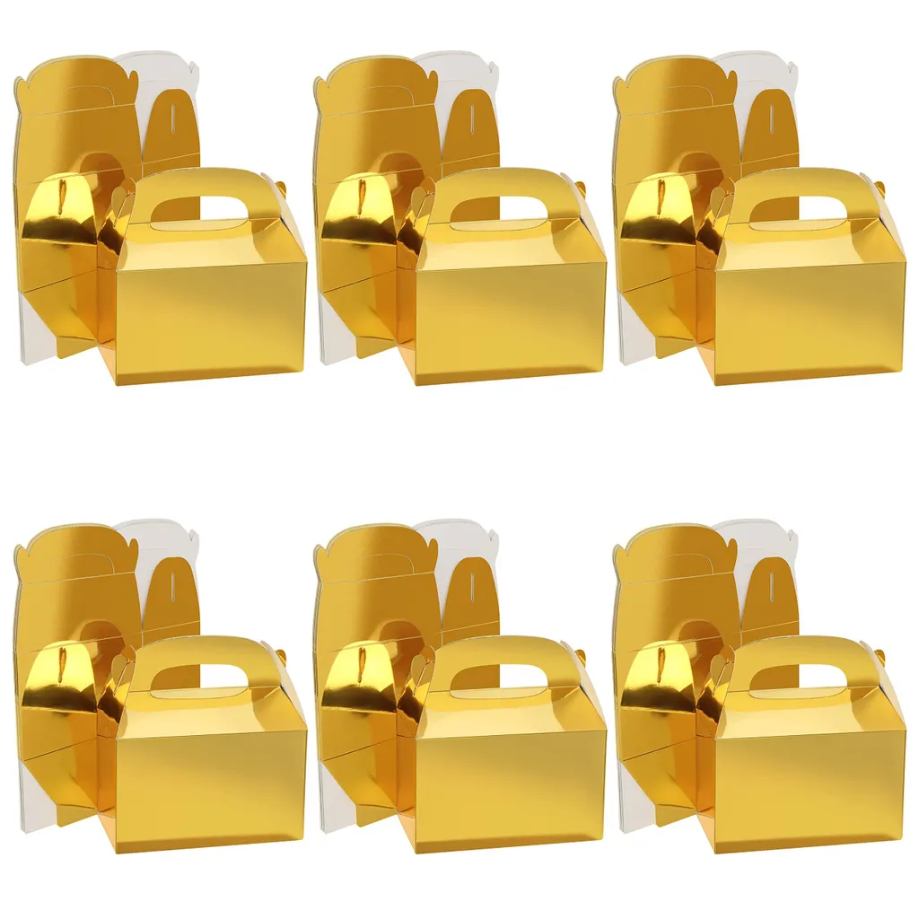 Boîte Cadeau en Carton Doré avec Couvercle - Lot de 24 Boîtes Kraft Or