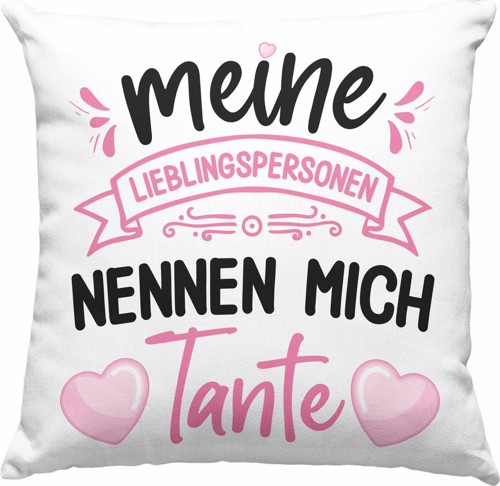 Trendation - Tante Geschenk Deko-Kissen mit Füllung 40x40 Spruch Lustig Geschenkidee für Tante Geburtstag Weihnachten (Rosa)