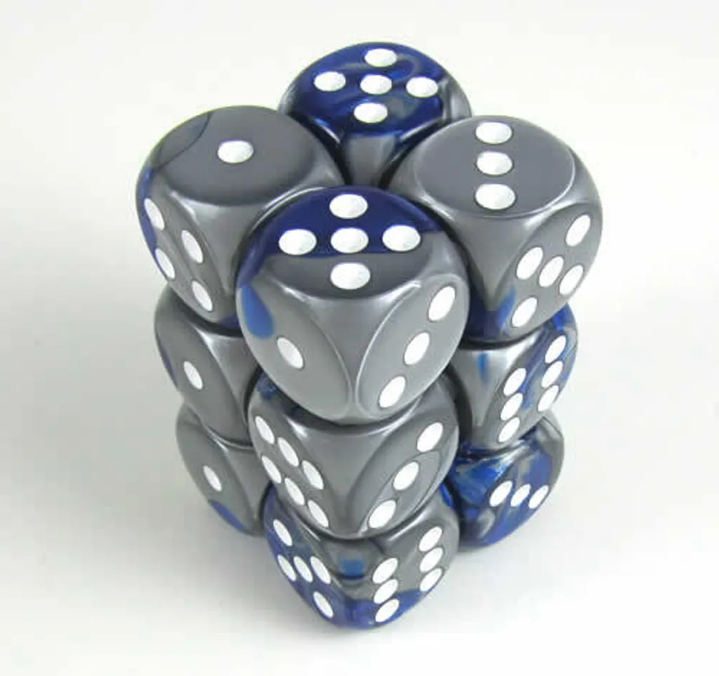 Dés de Jeu Bleus et Argent 16mm Asmodee 26623 Haute Lisibilité Set