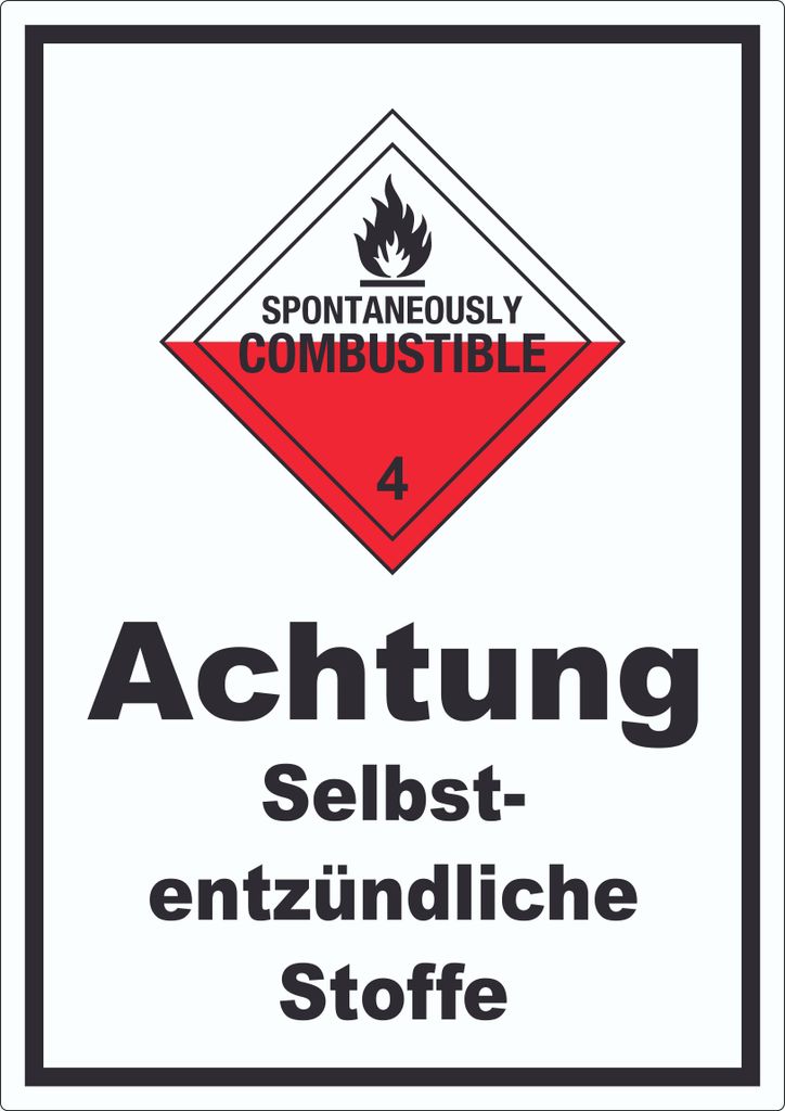 Aufkleber Selbstentzündliche Stoffe Spotaneously Combustible A1 (594x841mm)