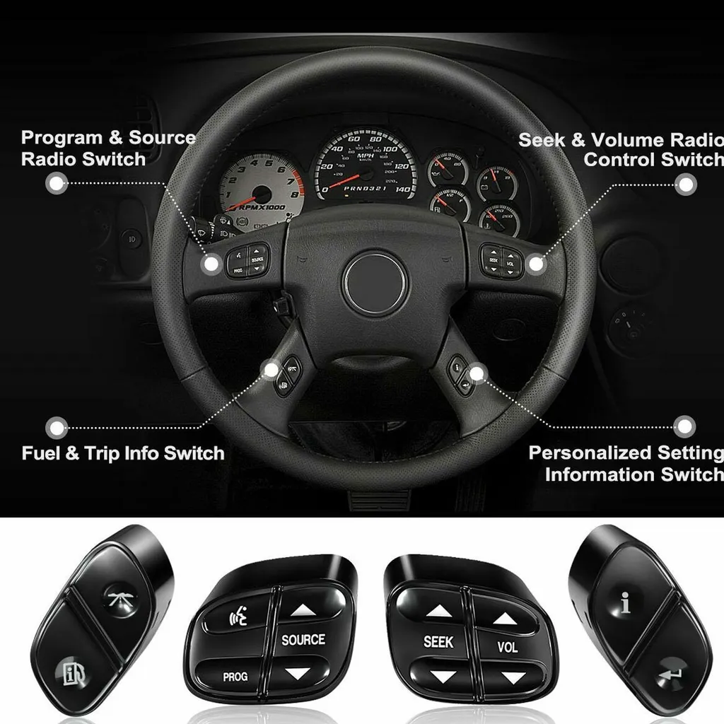 Kit Réparation Volant 4 Boutons Noir pour Silverado 1500 2003-2009