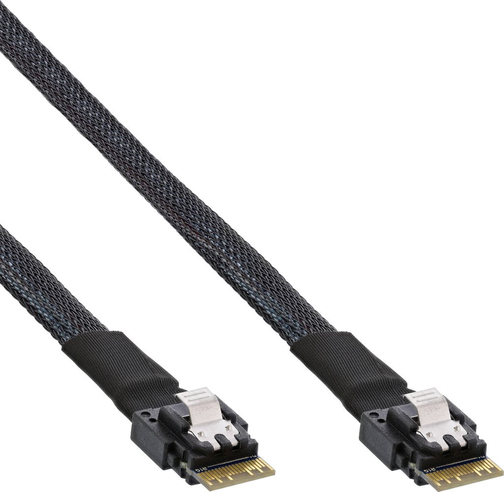 InLine Slim SAS Kabel, SFF-8654 zu SFF-8654, 24Gb/s, 0,5m, 0,5 m, SFF-8654, SFF-8654, Gerade, Gerade, 24 Gbit/s