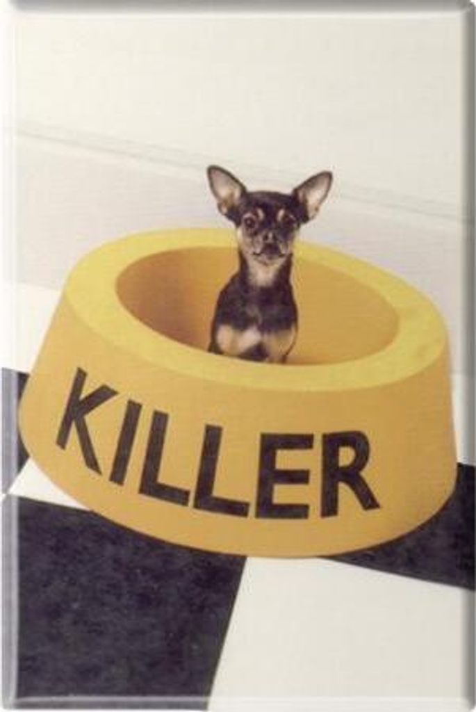 TIERMAGNET - Hund im Futternapf - Gr. ca. 8 x 5,5 cm - 38450 - Küchenmagnet