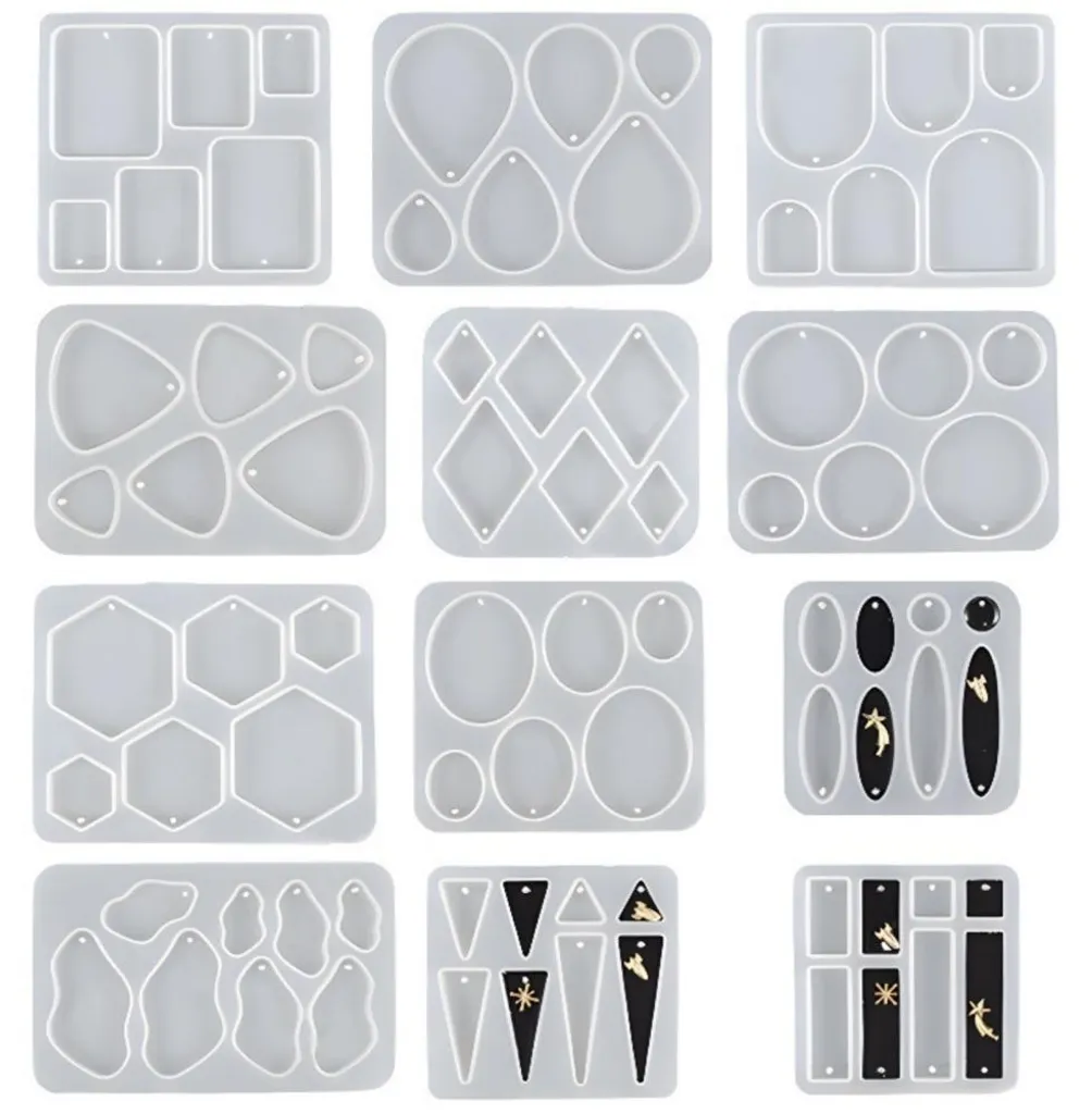 Moule silicone pour bijoux DIY 12 formes pour boucles d'oreilles DIY